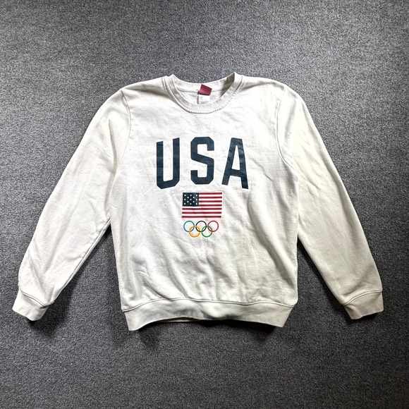United States Olympic Other - United States Olympic Sweatshirt Men's XL White Fleece Graphic Athletic Games